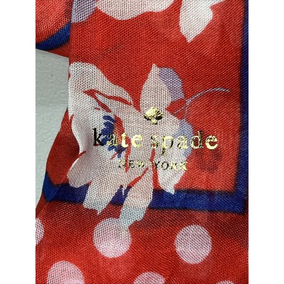Kate Spade New York Springtime Floral Oblong Scarf Ponderosa Red OS Colorful - Picture 2 of 6